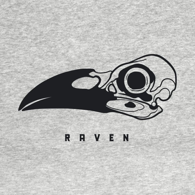 Silhouette of raven's skull  in black ink by croquis design